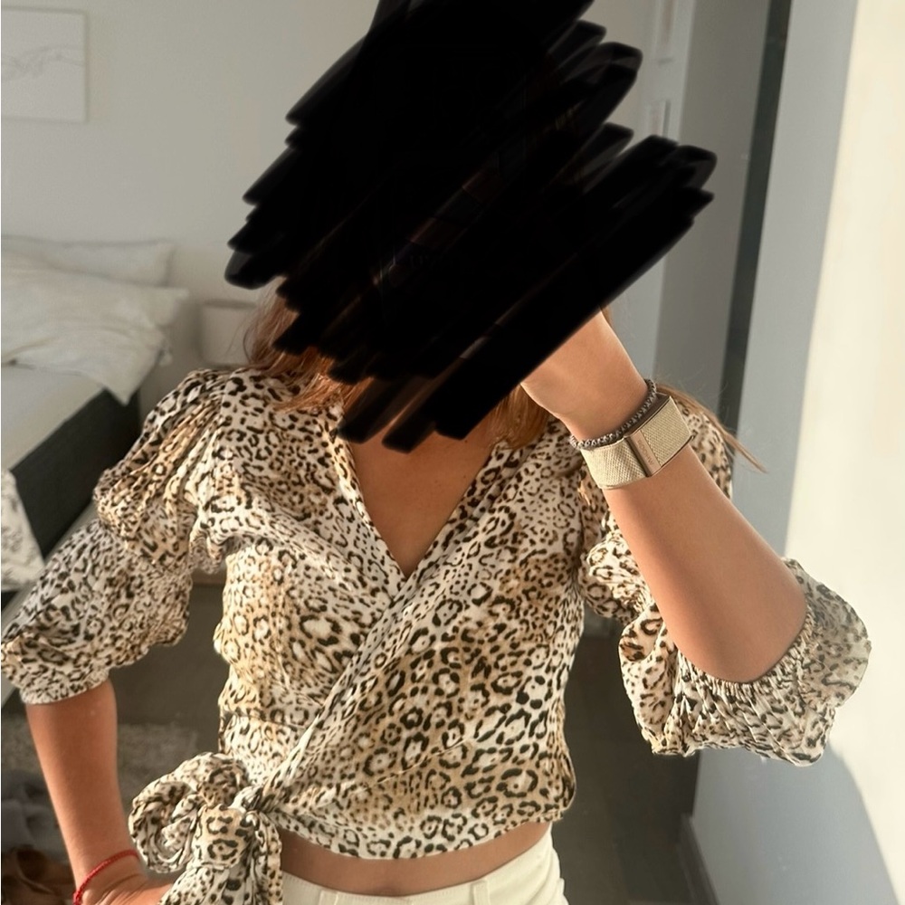 Faithfull the Brand Animal Print Wrap Blouse